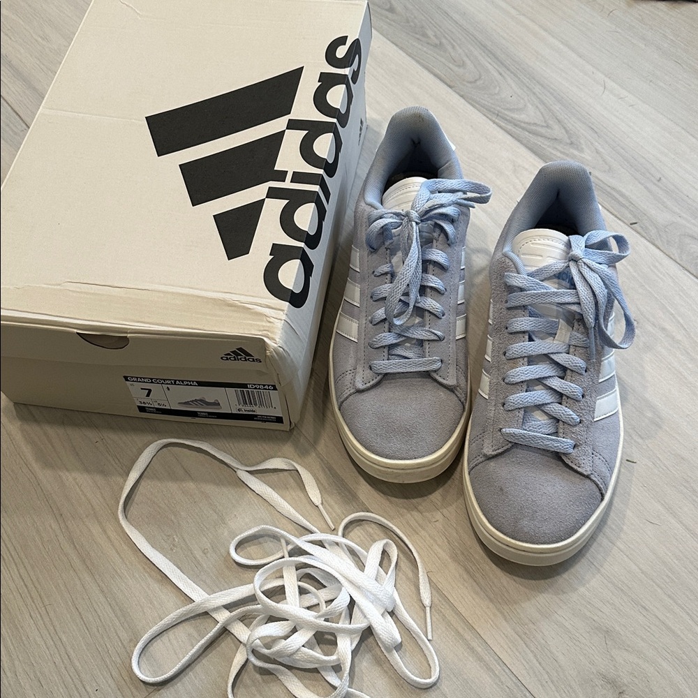 Adidas Grand Court Alpha Sneakers • Blue & White Classic Sneakers - Picture 3 of 10